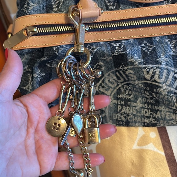 Louis Vuitton♥️Denim Cabas Raye GM Travel Bag 2 Way Duffle - Picture 3 of 15